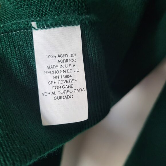 Vintage Jantzen Sweater Men's Medium Green Cardigan Grandpa Button Up USA *FLAW* - Picture 5 of 8